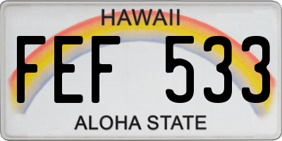 HI license plate FEF533