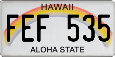 HI license plate FEF535