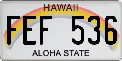 HI license plate FEF536