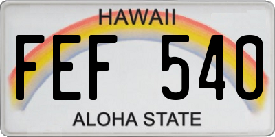 HI license plate FEF540
