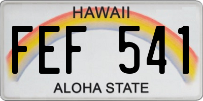 HI license plate FEF541
