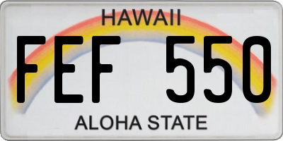 HI license plate FEF550