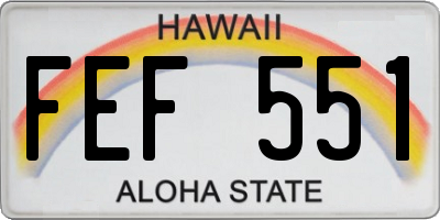 HI license plate FEF551
