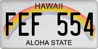 HI license plate FEF554