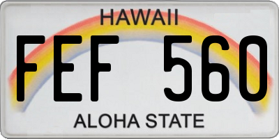 HI license plate FEF560