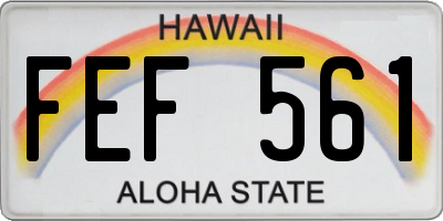 HI license plate FEF561