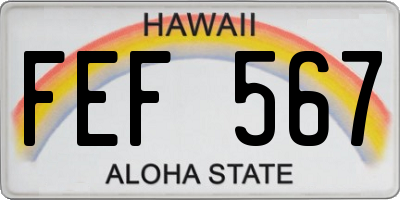 HI license plate FEF567