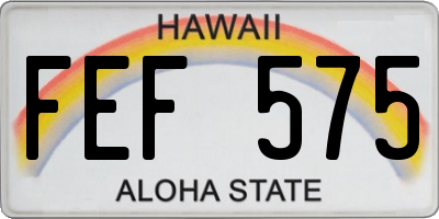 HI license plate FEF575