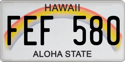 HI license plate FEF580