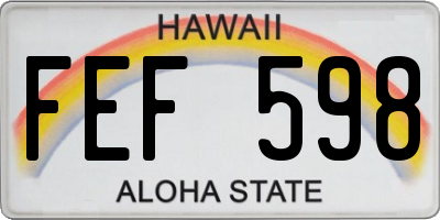 HI license plate FEF598