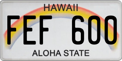 HI license plate FEF600