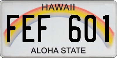 HI license plate FEF601