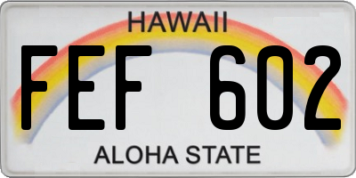 HI license plate FEF602