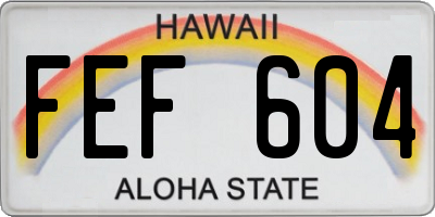 HI license plate FEF604