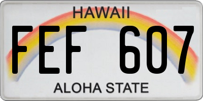 HI license plate FEF607