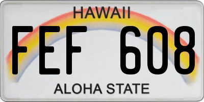 HI license plate FEF608