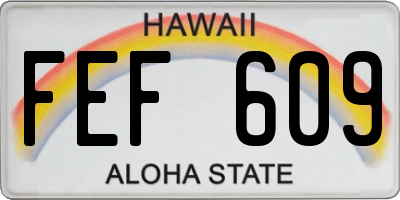 HI license plate FEF609