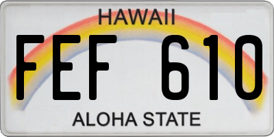 HI license plate FEF610