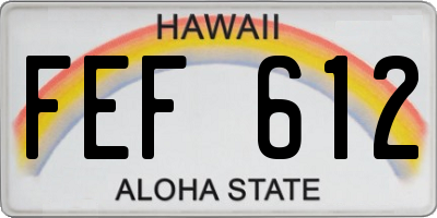 HI license plate FEF612