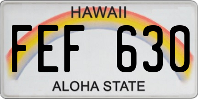HI license plate FEF630