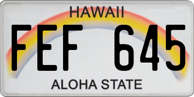 HI license plate FEF645