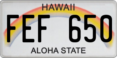 HI license plate FEF650