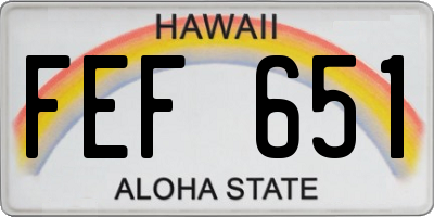 HI license plate FEF651