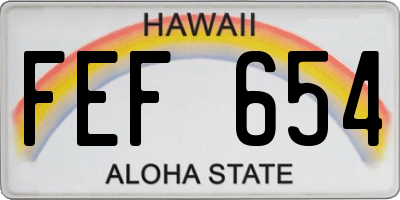 HI license plate FEF654