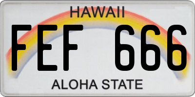 HI license plate FEF666