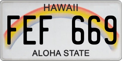HI license plate FEF669