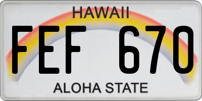 HI license plate FEF670