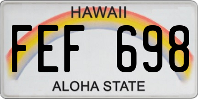 HI license plate FEF698