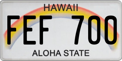 HI license plate FEF700