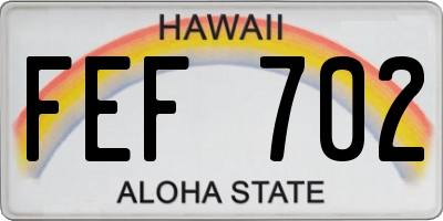 HI license plate FEF702