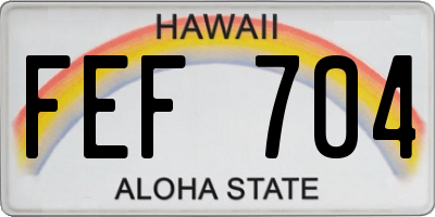 HI license plate FEF704