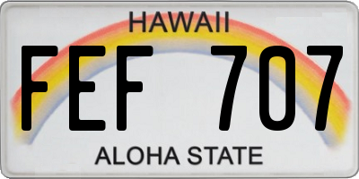HI license plate FEF707