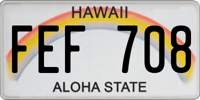 HI license plate FEF708