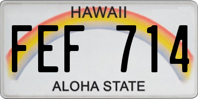 HI license plate FEF714
