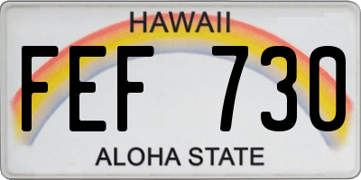 HI license plate FEF730