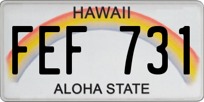 HI license plate FEF731