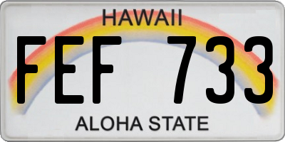 HI license plate FEF733