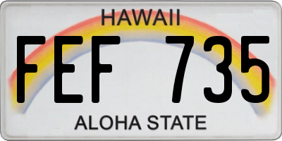 HI license plate FEF735