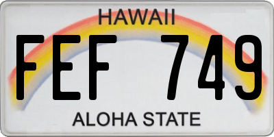 HI license plate FEF749