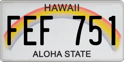HI license plate FEF751