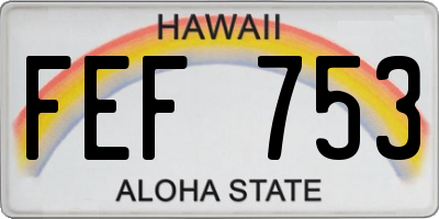 HI license plate FEF753