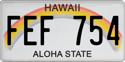 HI license plate FEF754