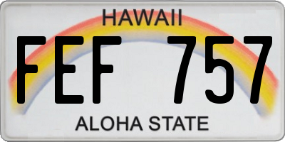HI license plate FEF757