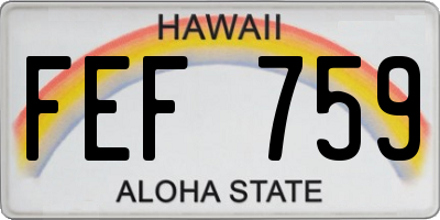 HI license plate FEF759