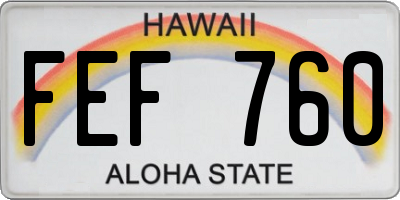 HI license plate FEF760