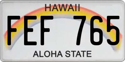 HI license plate FEF765